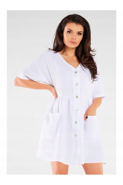 Awama Dress M258 - White - L/XL