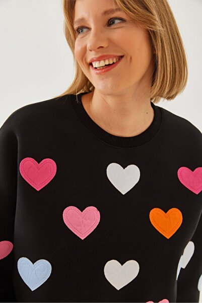 Hiccup Hanorac periat cu fire triple și brodat cu inimă Bianco Lucci