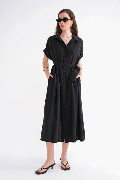 Hiccup Mixray shirt dress with belt detail