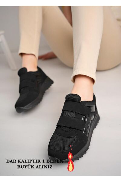 McDark Women's Black Patent Leather Velcro Sneaker Shoes