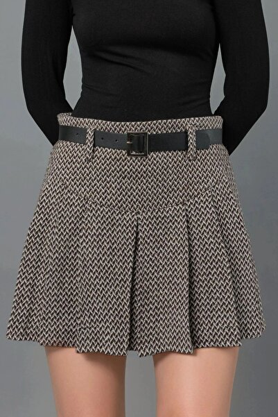 Hiccup Skort Mini Plisat cu Talie Înaltă