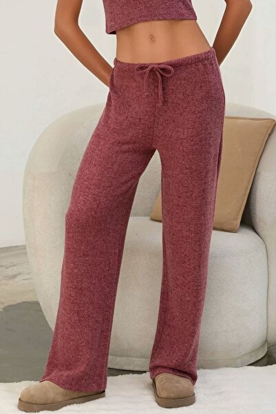 Hiccup Lace-Up Soft Textured Knitted Trousers