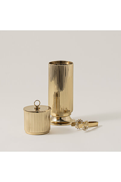 homez طقم موقد عود وحاوية من الفولاذ المقاوم للصدأ، 9 × 9 × 20 سم، ذهبي اللون