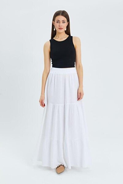 Hiccup Mixray cotton maxi skirt with elastic waist