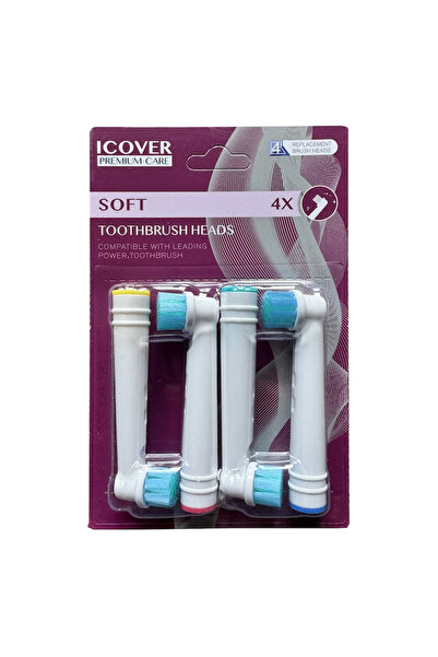 icover Set of 4 PREMIUM CARE electric toothbrush refills compatible with Oral...