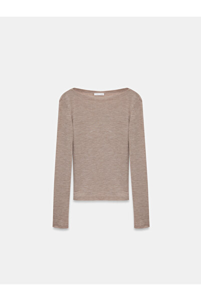 Dilvin 32482 100% Wool Boat Neck Top-Vizon M.