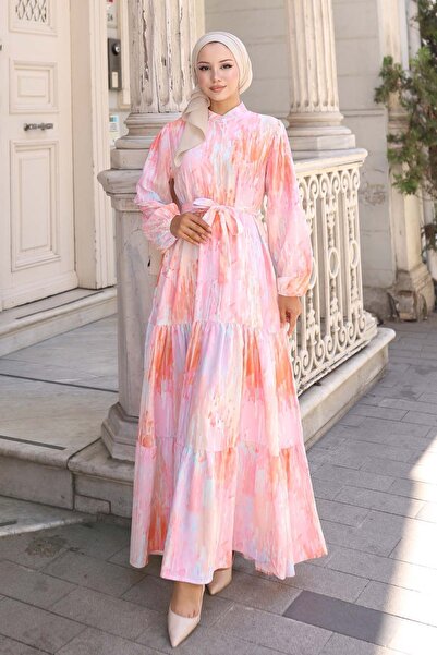 Hiccup Rochie maxi cu guler rotund și nasturi BDART, cu talie elastică