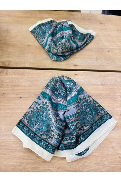 Bilmar Eșarfă din voal de mătase cu model otoman, bandană, eșarfă estetică 50...