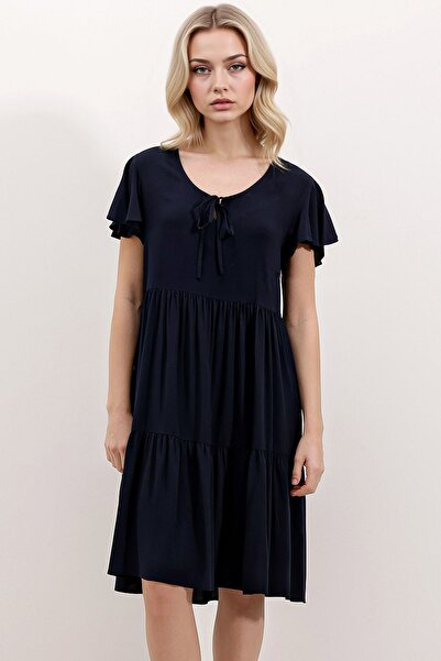 Hiccup Rochie mini BDART cu decolteu în V și volănașe și fundă