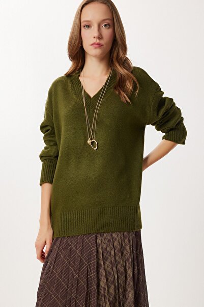 Hiccup Ribbed knit sweater with V-neck, Oversized, ISTANBUL