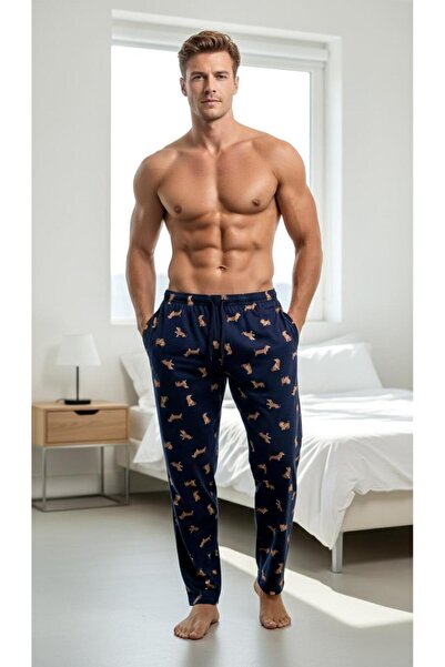 Sinem Çeyiz Arc Dachshund 1313 Dog Patterned Cotton Men's Single Bottom Pants