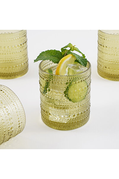 LA MESA طقم أكواب هاي بول مكون من 4 قطع، لون أخضر زيتوني، 8 × 8 × 10 سم