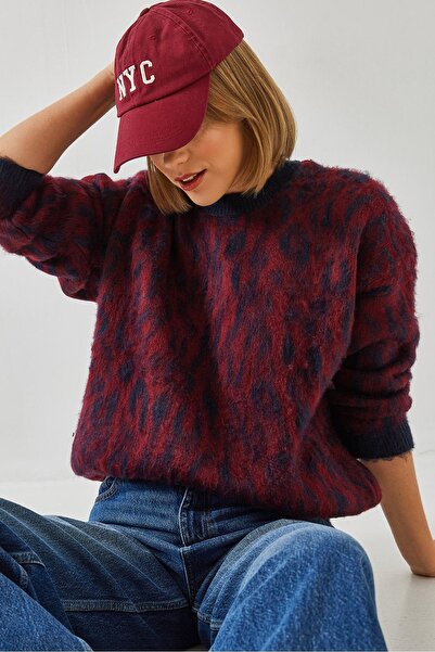 Hiccup Bianco Lucci leopard Printed brushed knit sweater