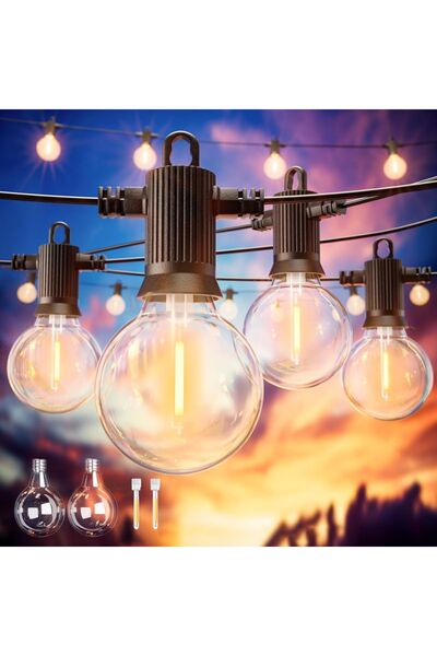 Dotail ZOTOYI outdoor light installation, 15 m, 25 G40 LED bulbs, IP65, warm ...