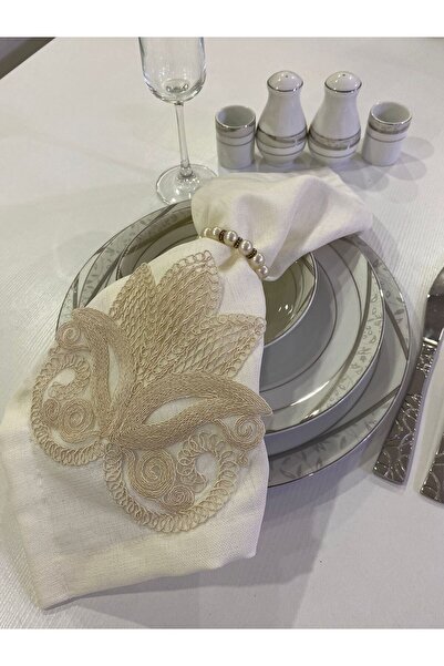 ART ÇEYİZ مناديل تقديم الطعام 6 قطع (مع حلقات) موديل لالي