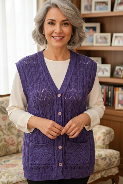 AYMELEK Women's Knitwear Winter Buttoned Mother's Vest