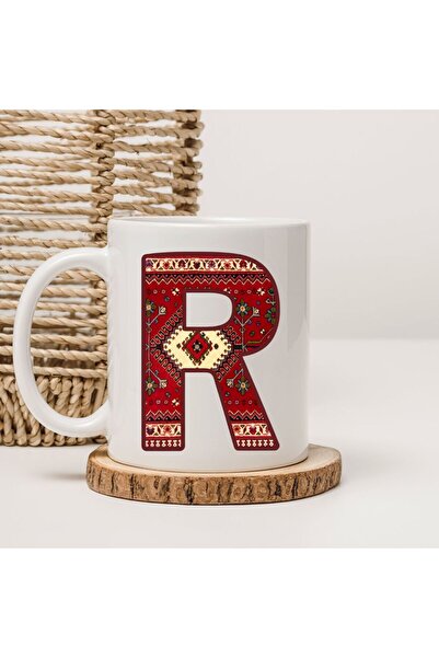 kubdekor Letter R Ethnic Traditional Printed Mug