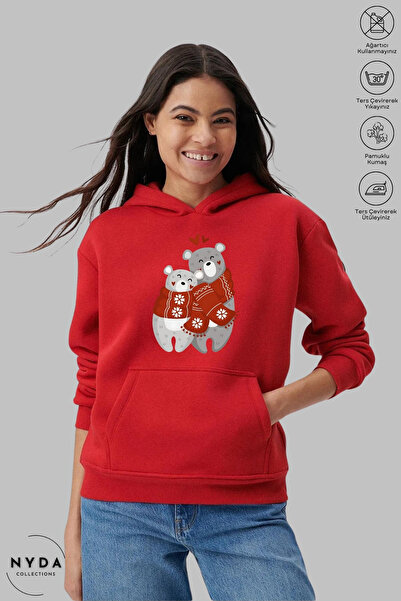 Nyda Collections Unisex Hoodie Long Sleeve Teddy Bear Printed Hooded Oversize...
