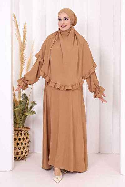 Bym Fashion Sufleli Namaz Elbisesi 6034 Vizon