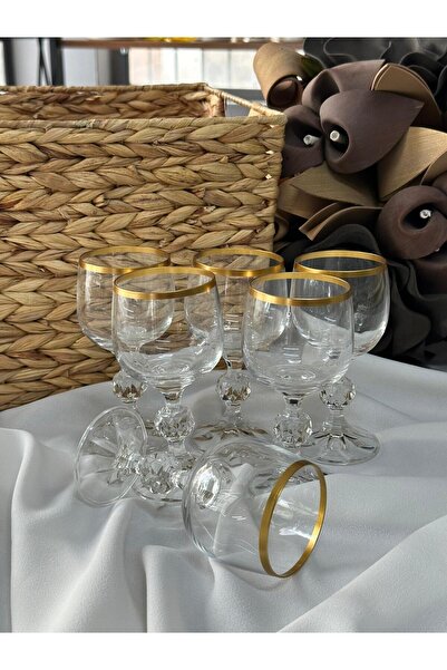 MD MİMOZA DEKOR طقم أكواب قهوة قصيرة ذهبية اللون مكون من 6 قطع