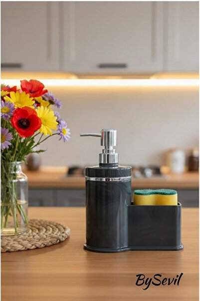 BySevil Acrylic Liquid Soap Dispenser and Sponge Holder Set – Modern Bathroom...