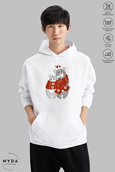 Nyda Collections Unisex Hoodie Long Sleeve Teddy Bear Printed Hooded Oversize...
