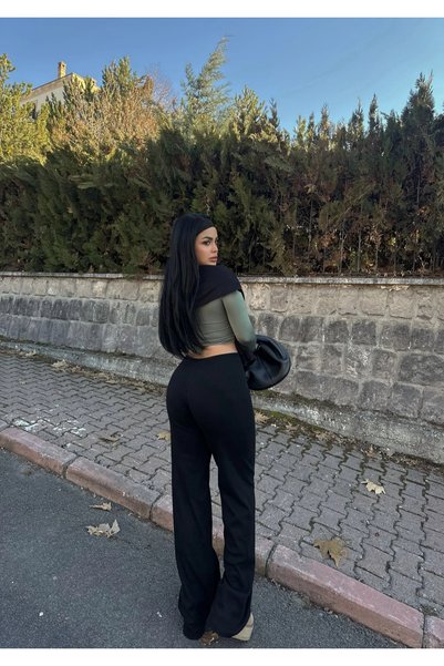 kırmızı butiks Pantaloni negri de bază tip camisole