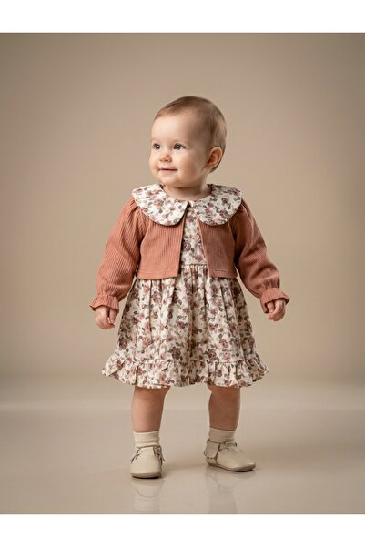 MOEBOON Baby Girl Rose Jacquard Linen Dress