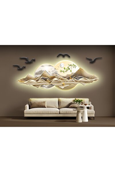 OMATEK SMART TECHNOLOGIES Renkli LED Altın Dağ ve Geyik Figürlü Işıklı Manzar...