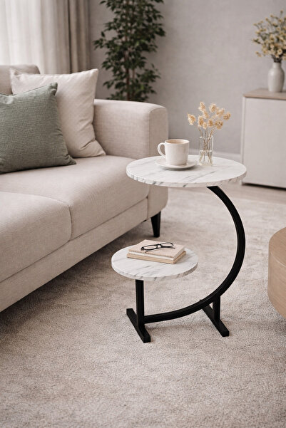 Golden Bark A stylish, modern side table with two round tops