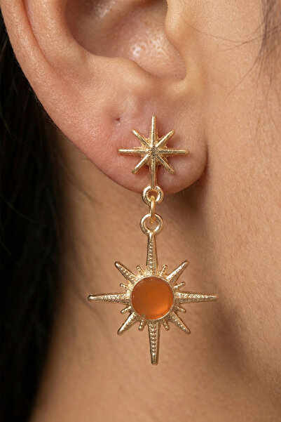 AURRARİ أقراط نورث ستار متدلية بتفاصيل ذهبية اللون