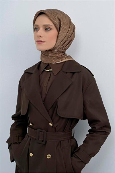 Armine İpek Eşarp 2026 Yaz - 9528-06 Kahverengi Twill