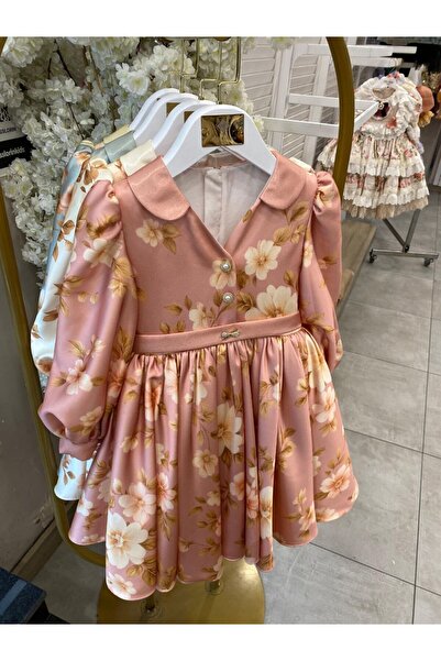 Miss Lorin Kids Flower-Patterned Satin Children's Dress