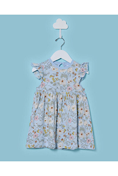 REDTAG Infant Girls Blue Floral Dress