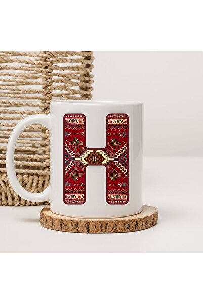 kubdekor Letter H Ethnic Traditional Printed Mug