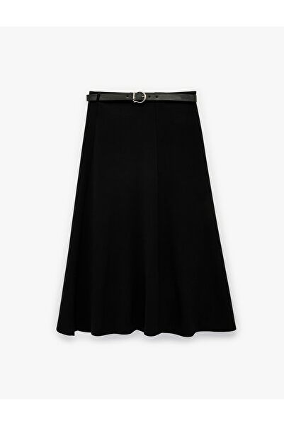 Koton Viskon Kumaş Kemerli Midi Kloş Etek