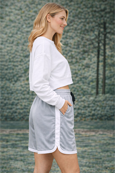 Relax family xf Women's Sports Shorts High Waist Side Cappa Fabric Stripes Co...