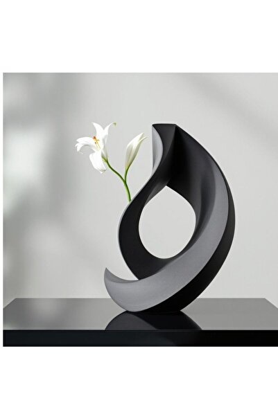 mays e commerce Modern Soyut Dekoratif Vazo | 3D Baskı PLA Plastik | Mat Siya...