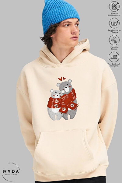 Nyda Collections Unisex Hoodie Long Sleeve Teddy Bear Printed Hooded Oversize...