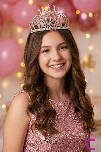 Cinderella Coroană de ziua de naștere prințesă, cu inscripție, roz, argintiu,...