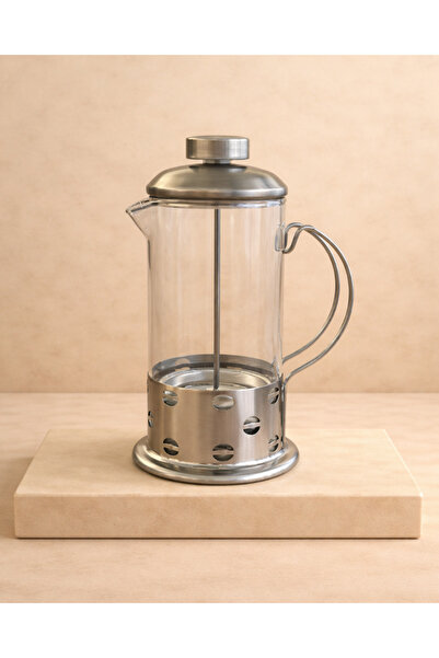 Chefstar PASLANMAZ METAL ÇELİK GÖVDELİ CAM FRENCH PRESS KAHVE DEMLEME SÜRAHİSİ