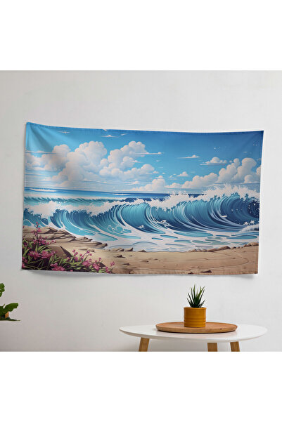 PaintedAnarchy Serene Beach Graffiti Wall Art - Ranforce Fabric Wallcovering ...