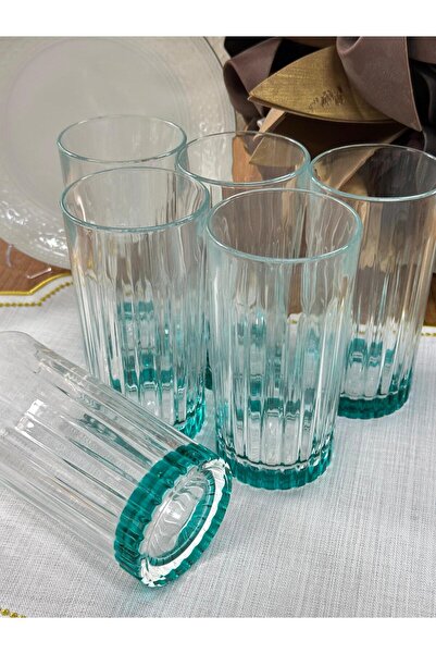 MD MİMOZA DEKOR كوب مشروبات خفيفة من تايمليس تيركوواز مكون من 6 قطع