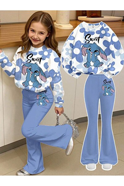 O.M.D Loose Pants and Shirt Set with Floral and Rabbit Print