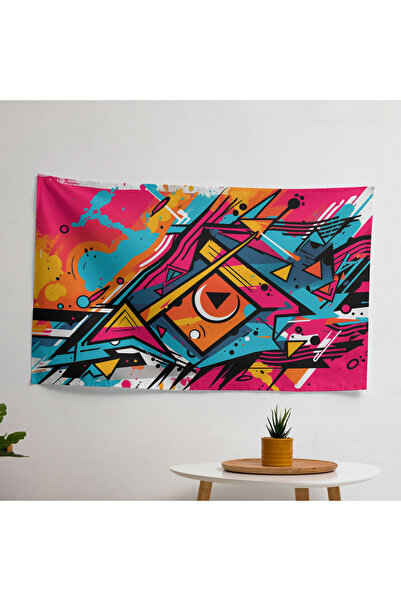 PaintedAnarchy غطاء قماشي فني جداري بتصميم جرافيتي ريترو - طباعة حيوية بتقنية...