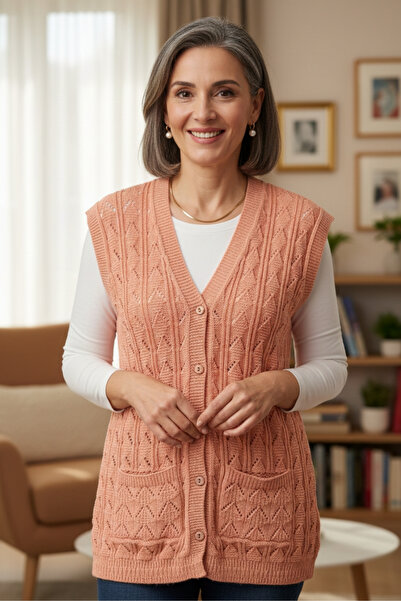 AYMELEK Women's Knitwear Winter Buttoned Mother's Vest