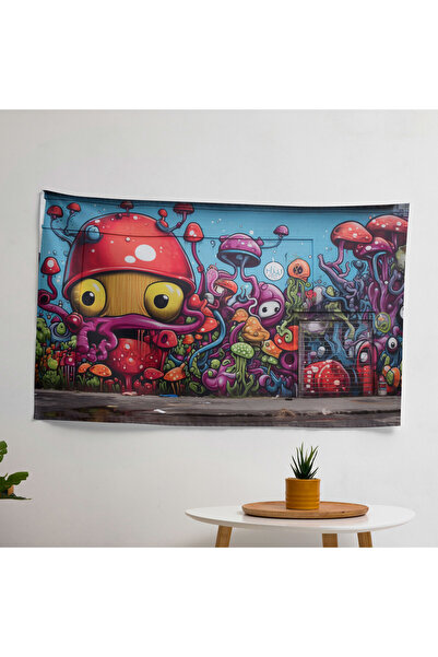 PaintedAnarchy Whimsical Graffiti Wall Art Fabric Coverlet |   Ranforce Fabri...