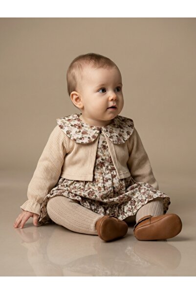 MOEBOON Baby Girl Rose Jacquard Linen Dress