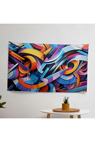 PaintedAnarchy غطاء جداري بتصميم فن الشارع الجرافيتي - ظهر من القطن بنسبة 100...