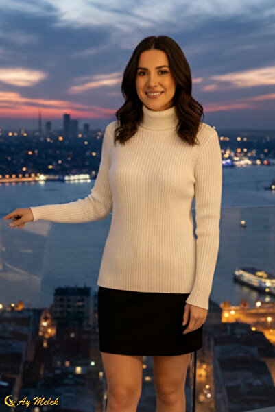 AYMELEK Knitwear Turtleneck Short Basic Sweater